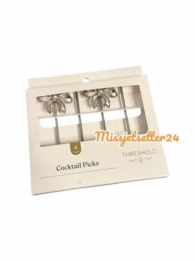 NEW Target Threshold 4 Pack Bow Cocktail Picks Silver Set